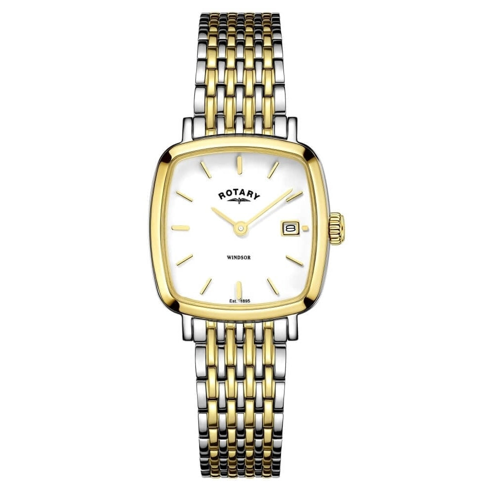 Two Tone Square Windsor Bracelet Watch