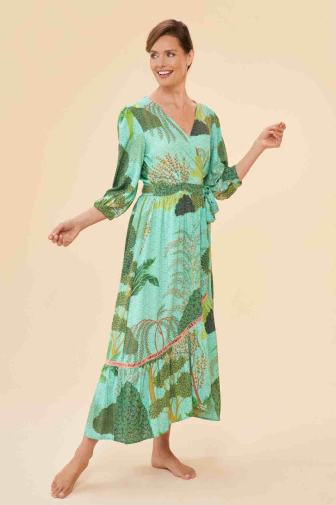 Secret Paradise Wrap Dress - Aqua