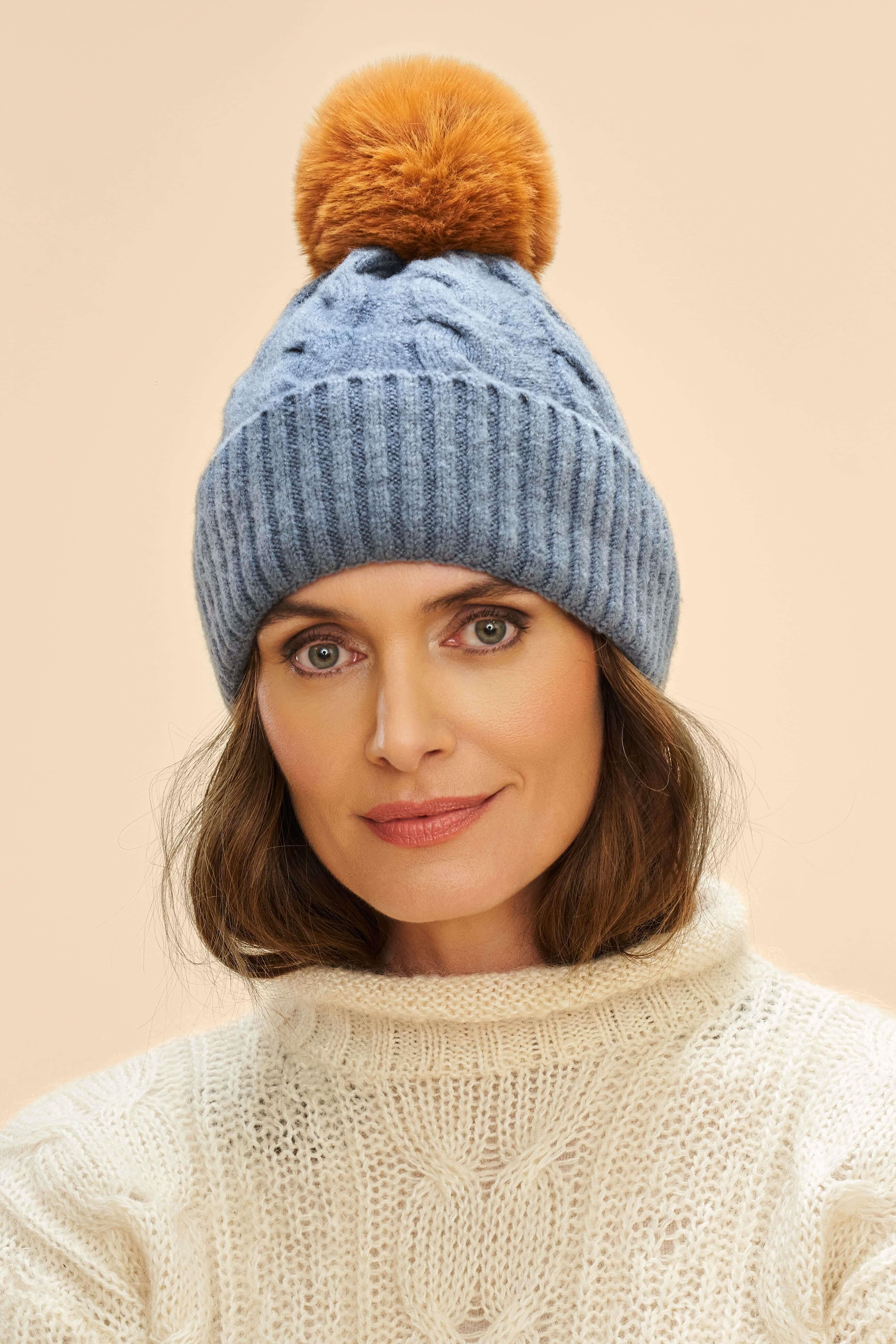 Svana Bobble Hat - Denim