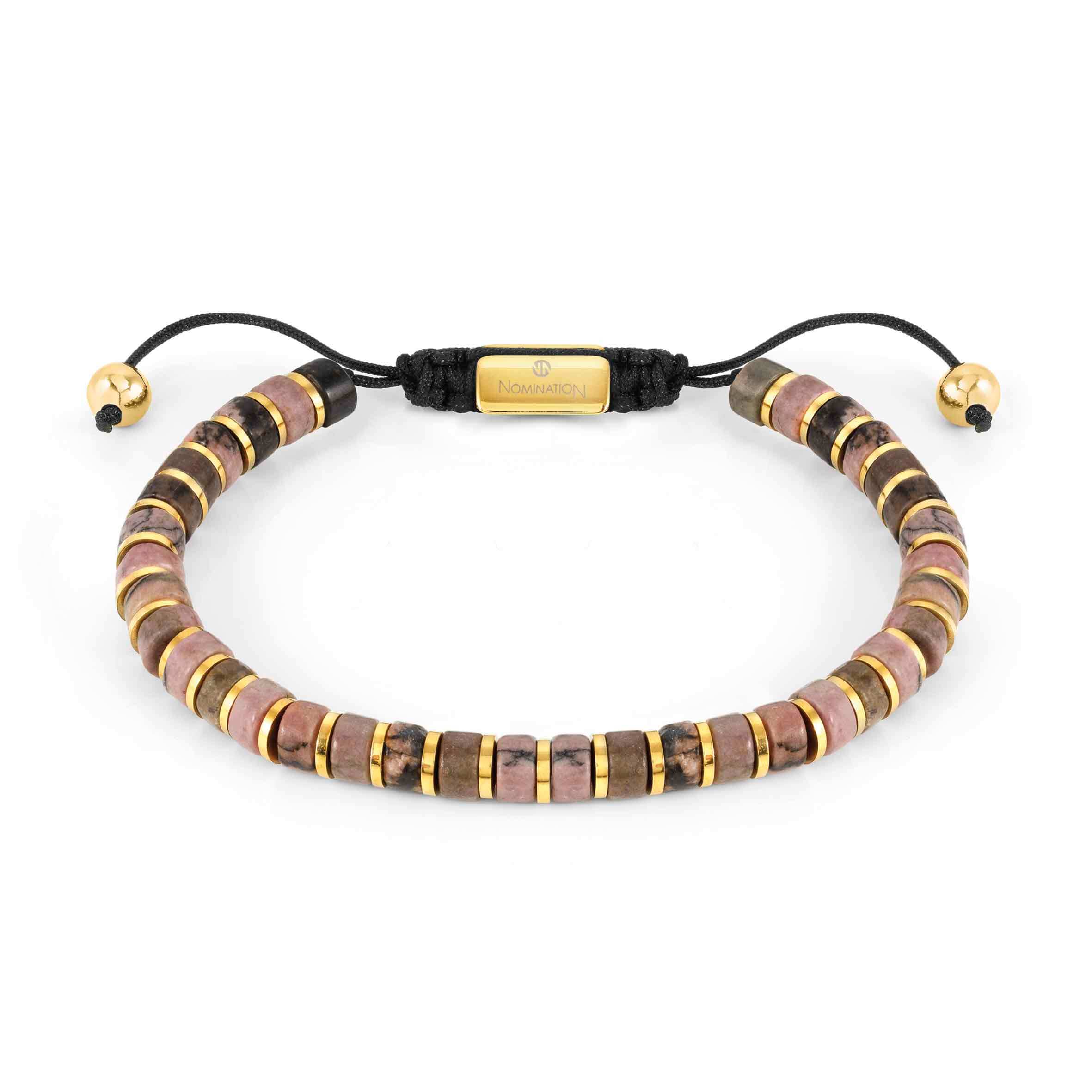 Instinct Style Gold PVD Rhodochrosite Cord Bracelet