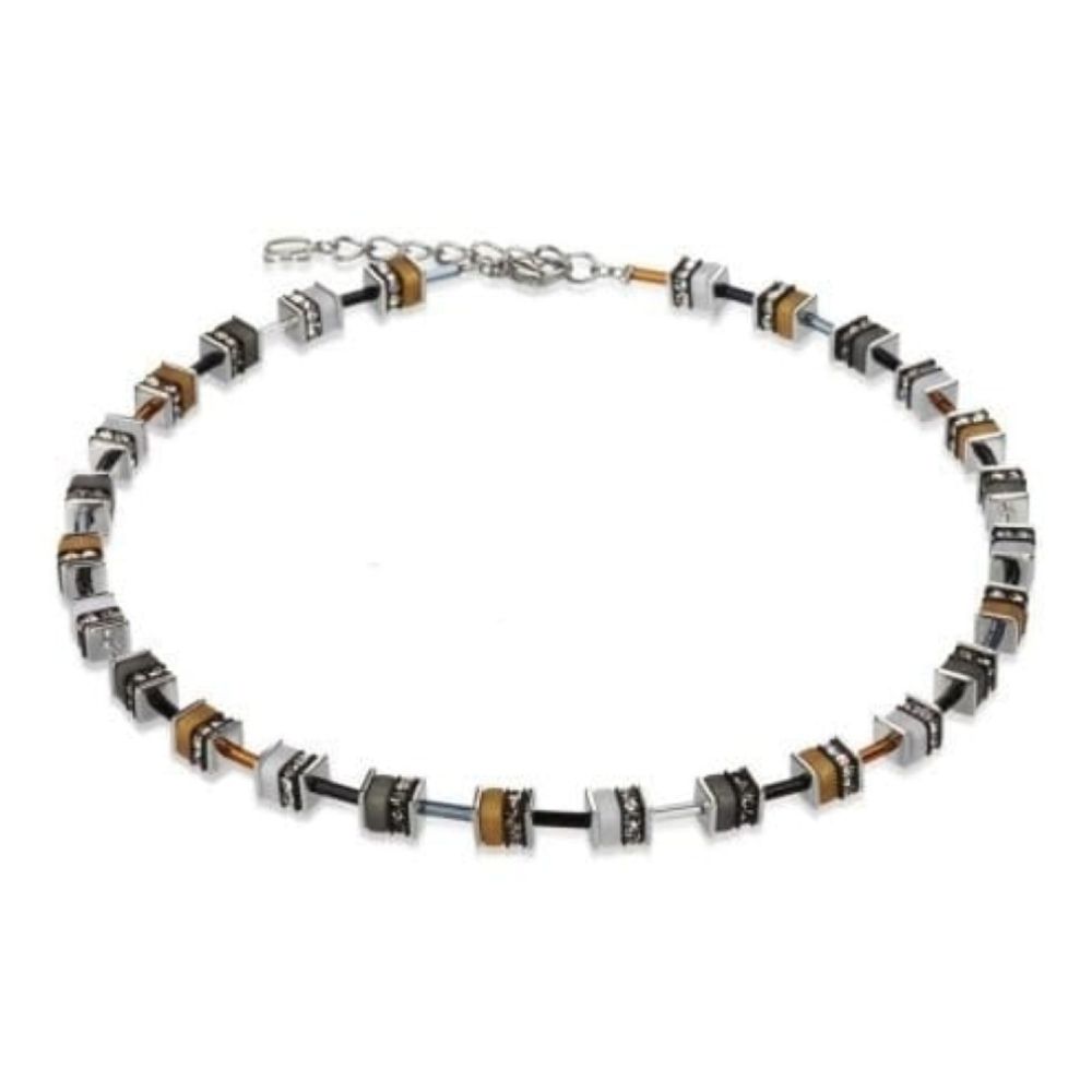 Ladies Brown & Silver Rhinestone Necklace With Swarovski