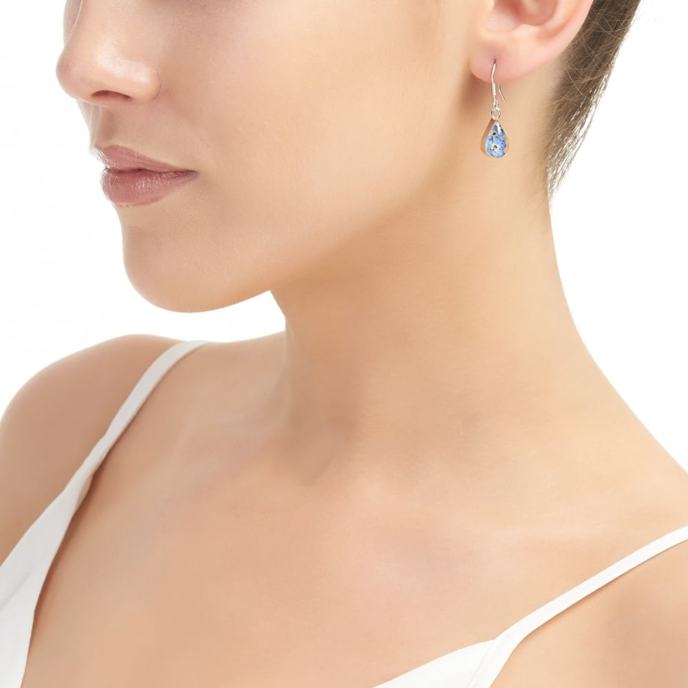 Silver Drop Earring - Forget me not -Teardrop