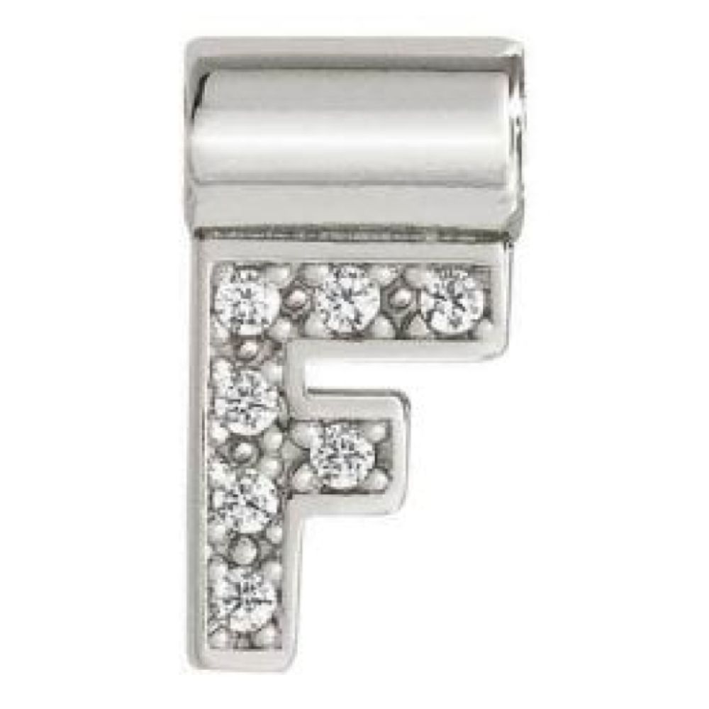 Seimia Silver Cubic Zirconia Letter F Charm