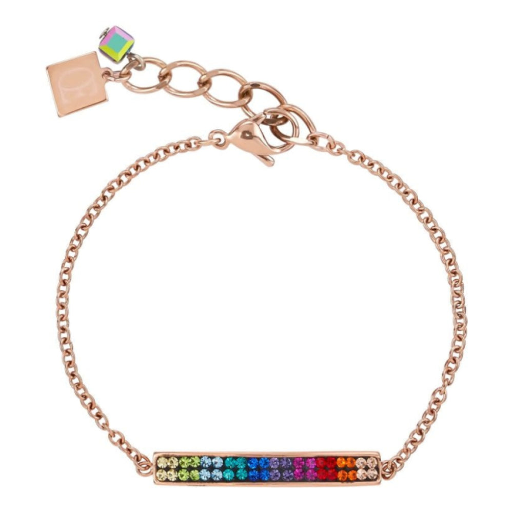 Multicolour Arch With Crystals Pave Rose Gold Bracelet