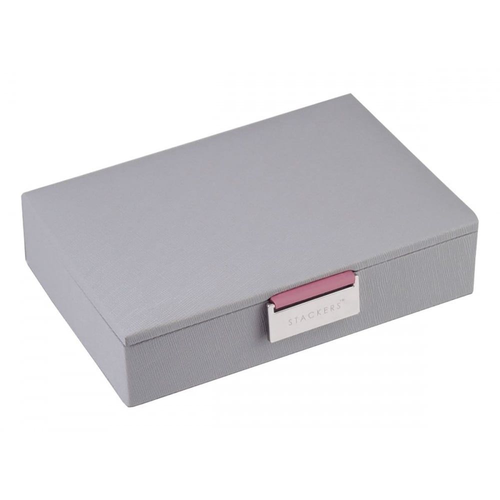 Dove Grey Mini Lidded Stackers Antique Rose Lining