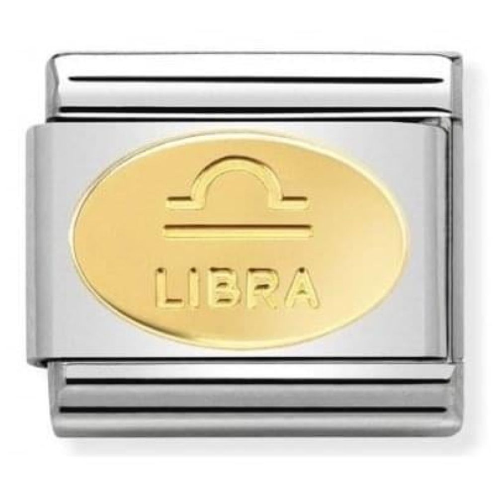 Stainless Steel & Gold Zodiac Libra Symbol Classic Link