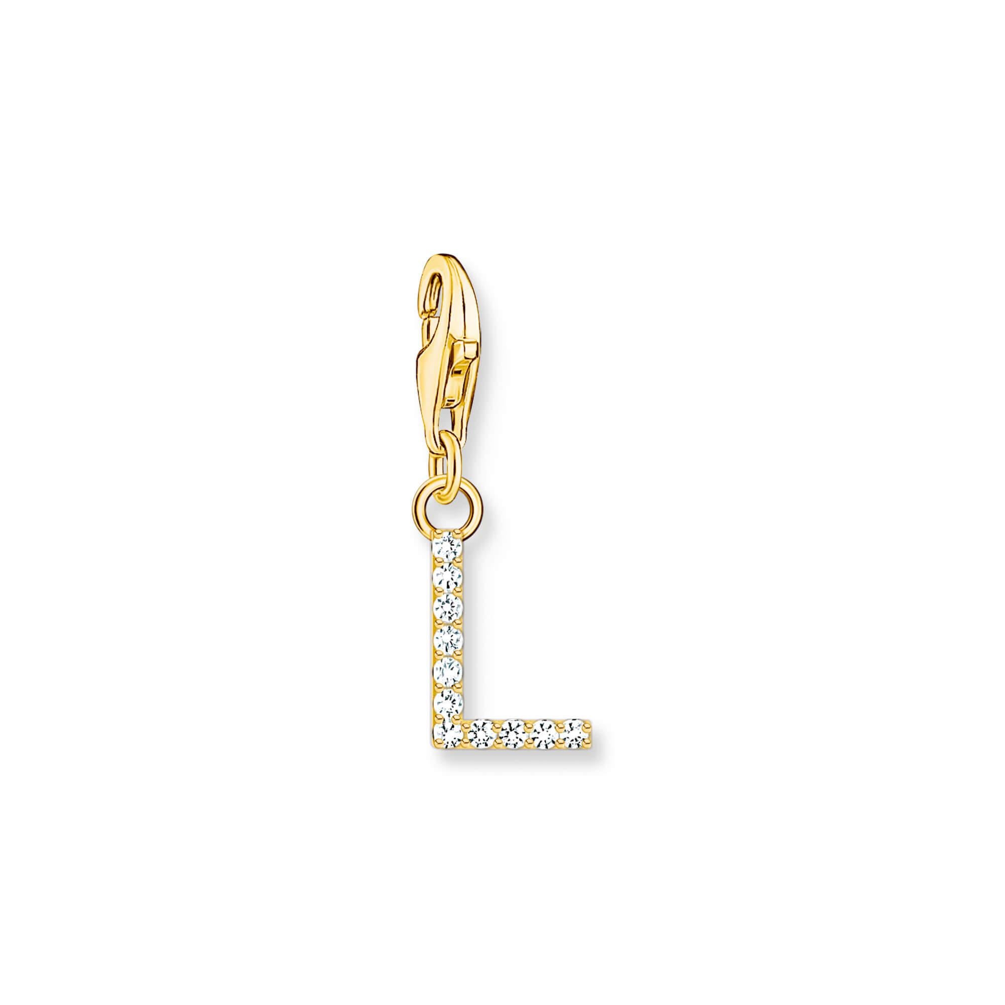 Gold Plated Sparkling letter L Charm Pendant