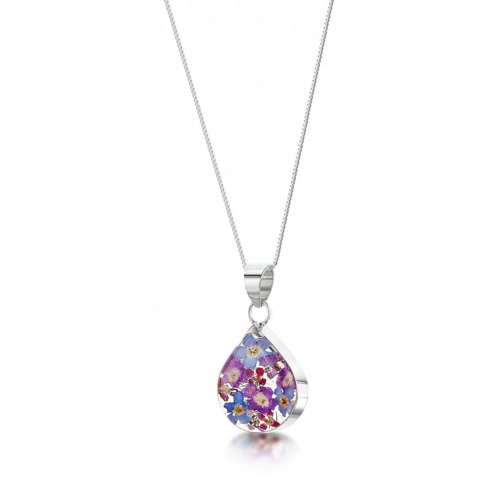 Silver Pendant - Purple Haze - Medium Teardrop