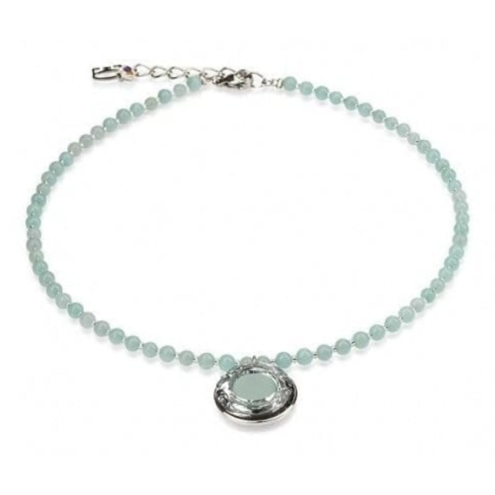 Ladies Swarovski Elements Polaris Rhodium Plated Turquoise Necklace