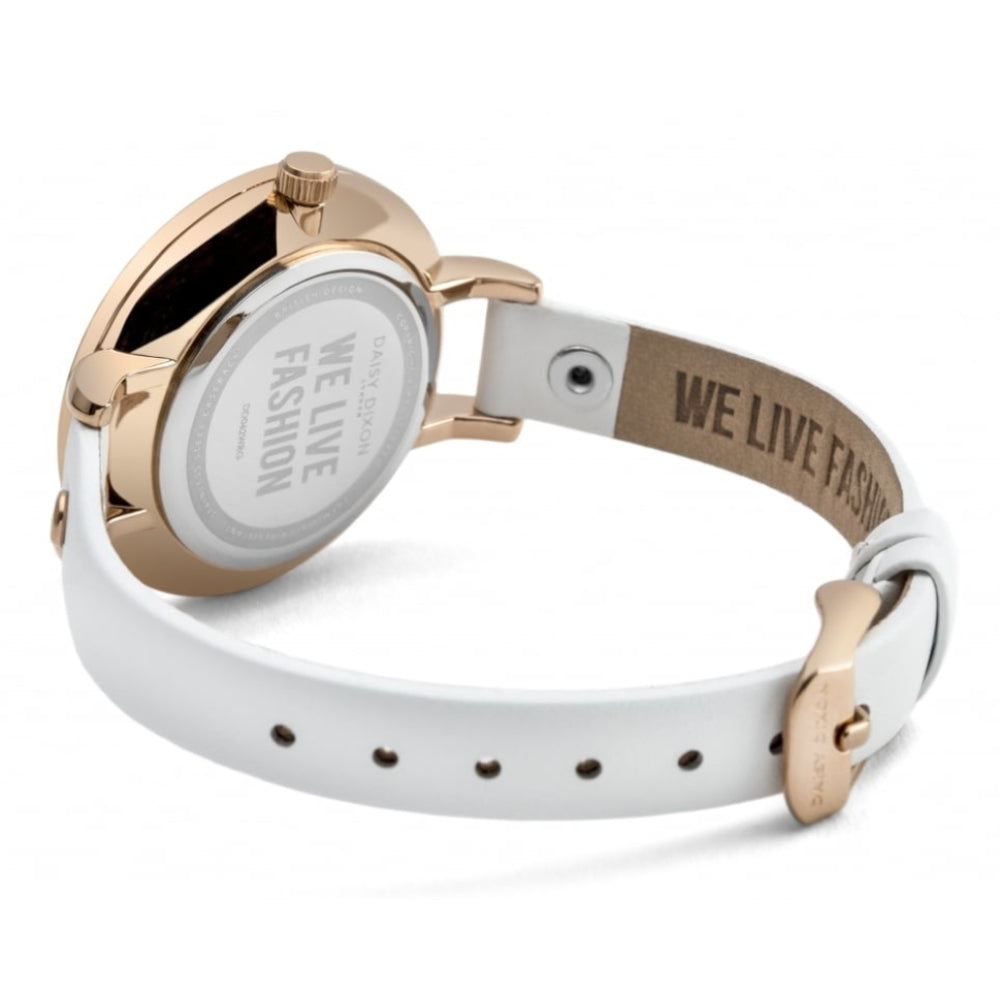 Hattie White Skinny Strap With Stud Embellishment & Graduated Ombre Dial Ladies Watch
