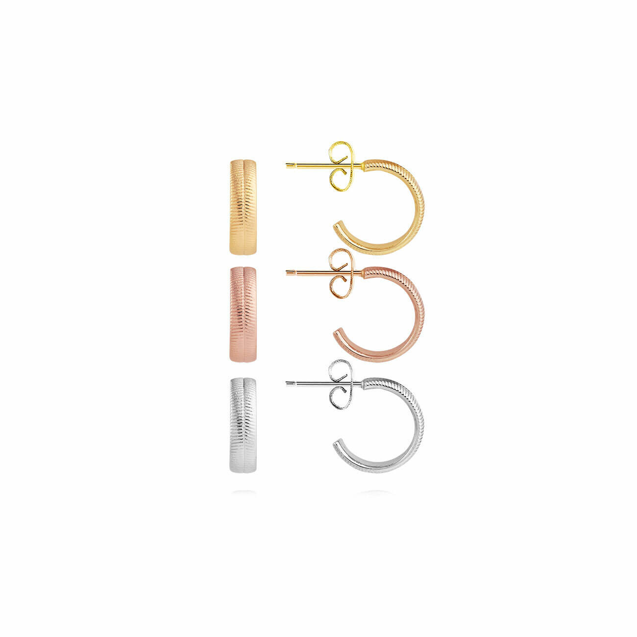Ella | Flat | Gold Silver And Rose Gold | Earrings