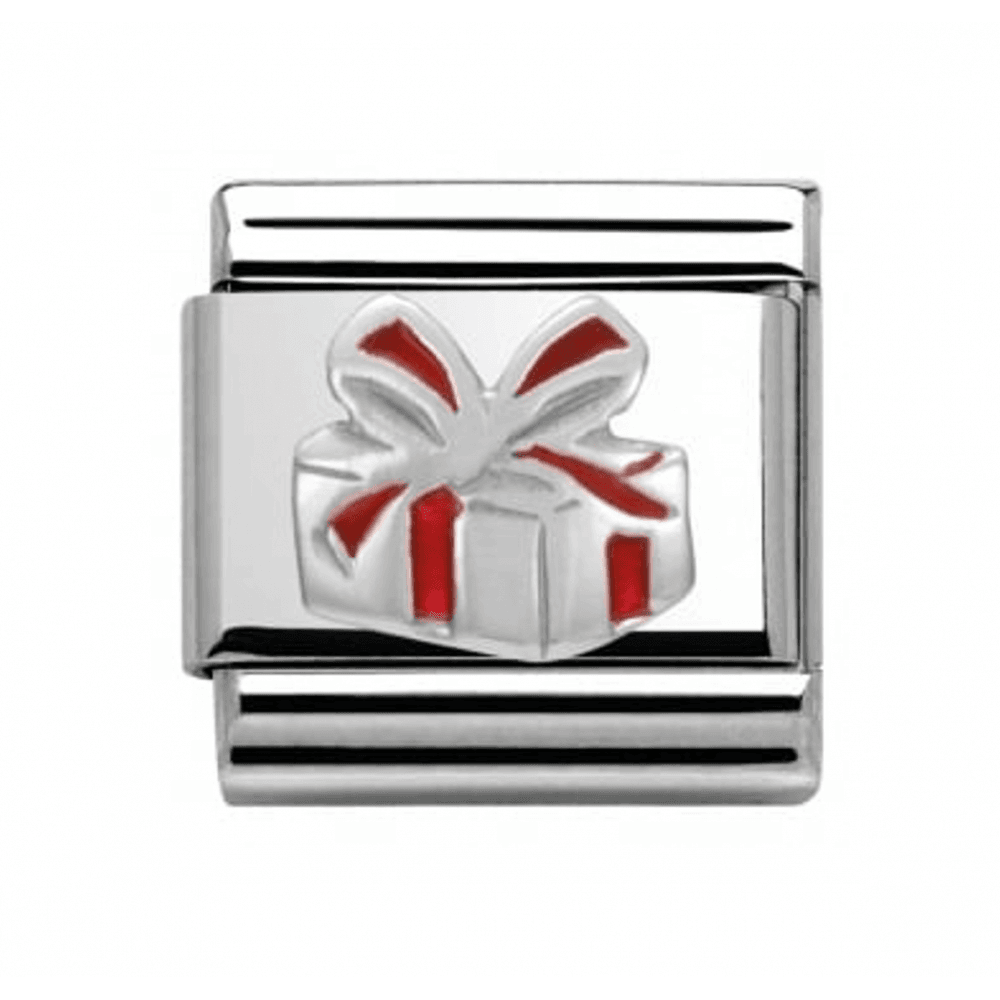 Classic Silver and Enamel Gift Box Link