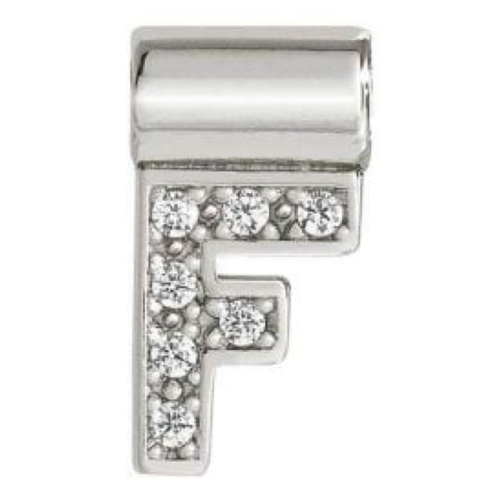 Seimia Silver Cubic Zirconia Letter F Charm