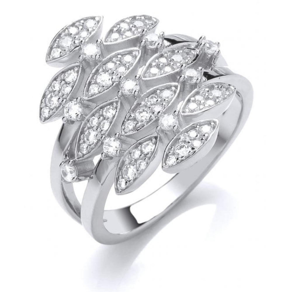 Silver & CZ Vintage Style Waterfall Ring Size 7/N