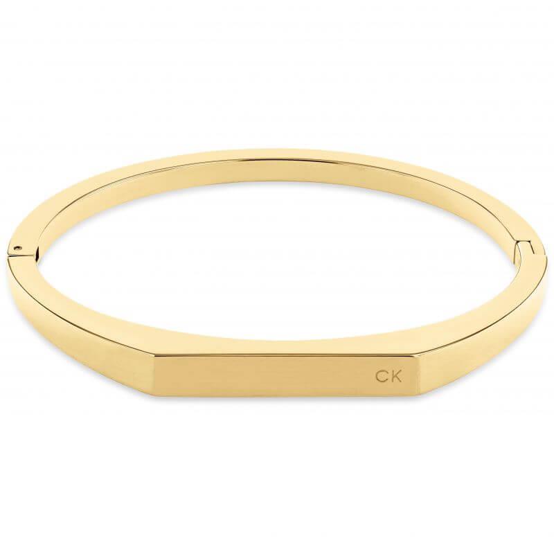 Gold Tone Logo Detail Levered Closure Bangle
