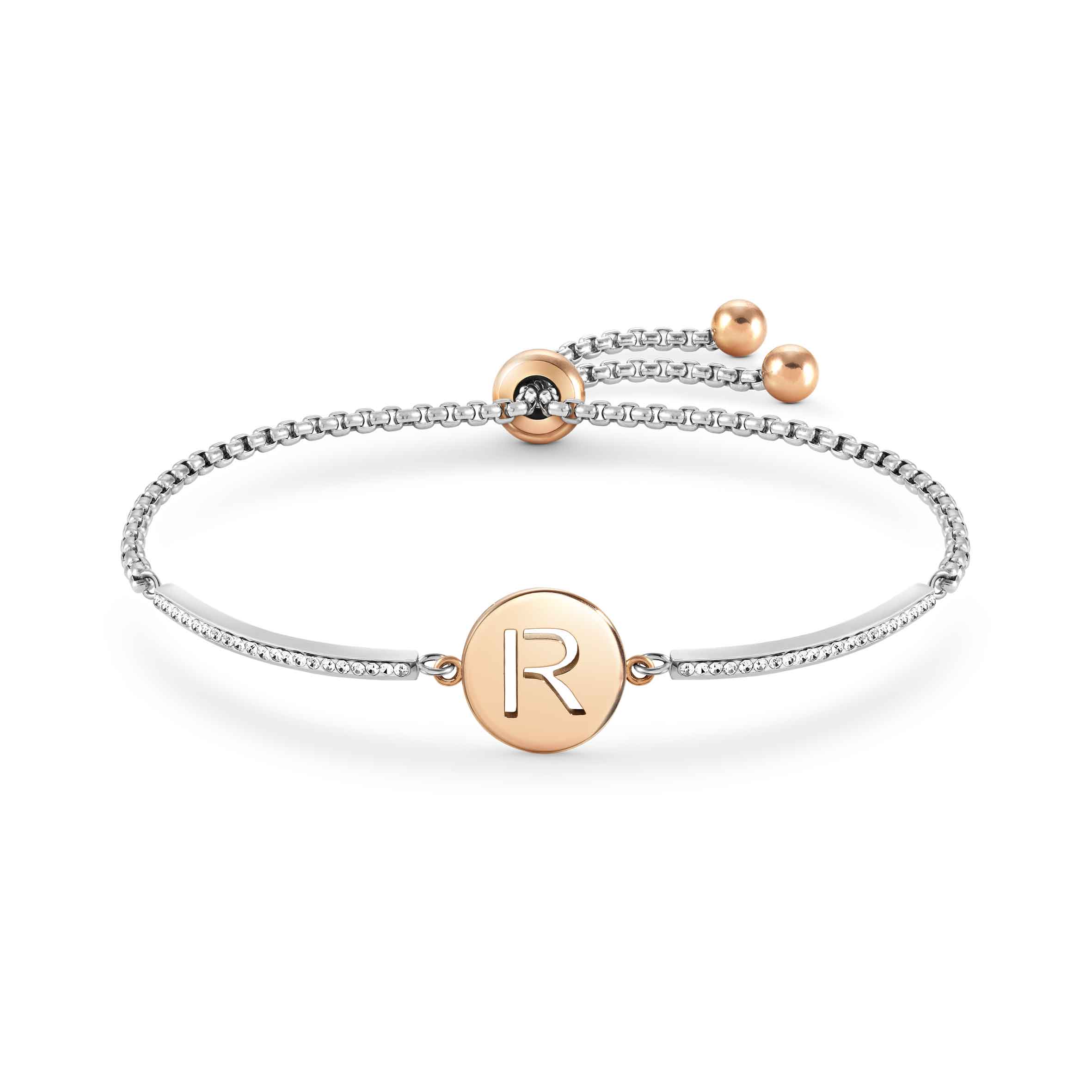 Milleluci Steel & CZ Bracelet With Letter R