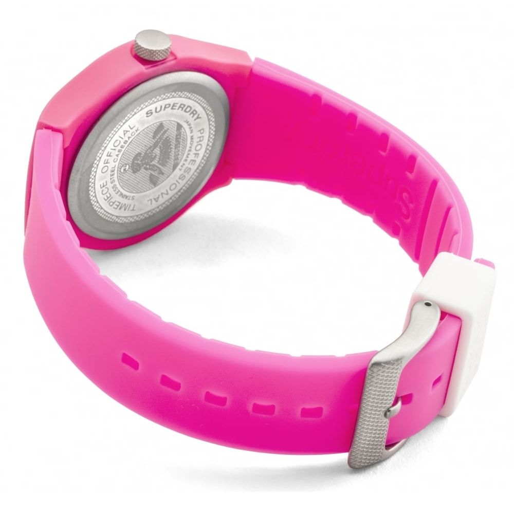 Urban' Neon Pink Silicone Strap Watch With White Dial