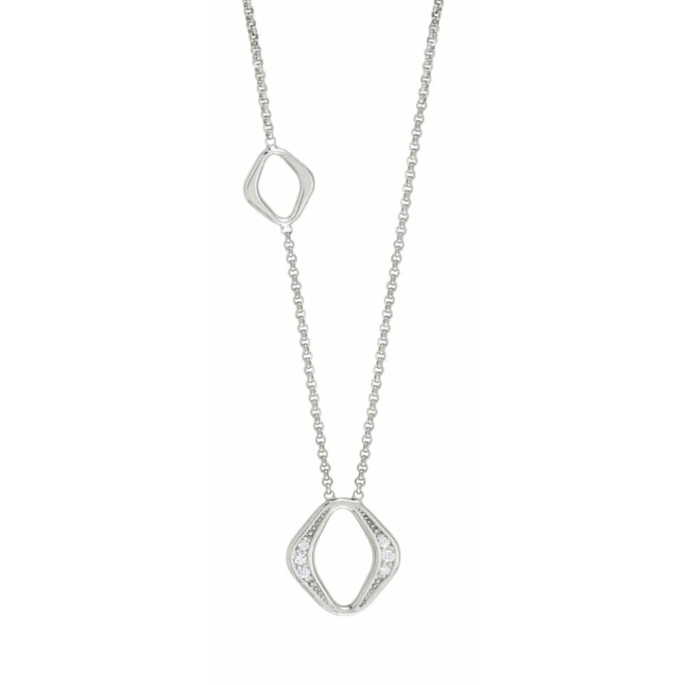 Sterling Silver Necklace With Cubic Zirconia Rhombus