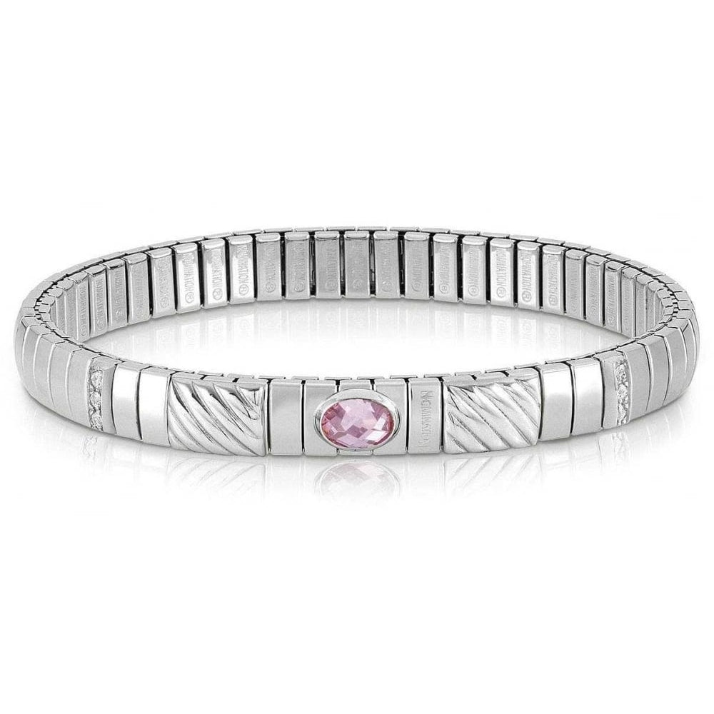 Stretch Bracelet with Pink CZ & White Cubic Zircons