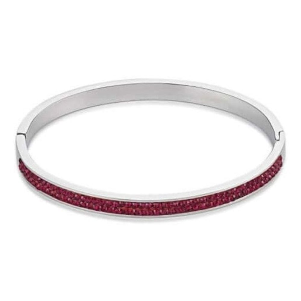Bangle with Click Closure & Ruby Red Swarovski Crystals