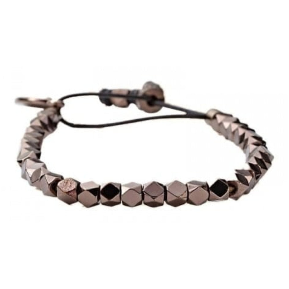 Ladies Vintage Brown Coloured Faceted Metal Bead Bracelet