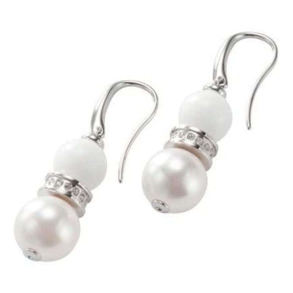 Ladies Stainless Steel Earrings With Synthentic Pearl & Rhinestone Detailing Earrings