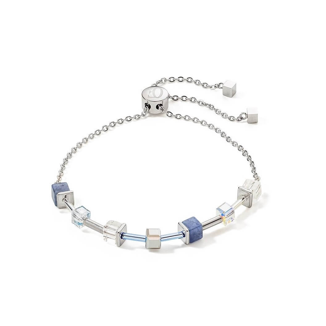 GeoCUBE Precious & Slider Closure Blue Bracelet