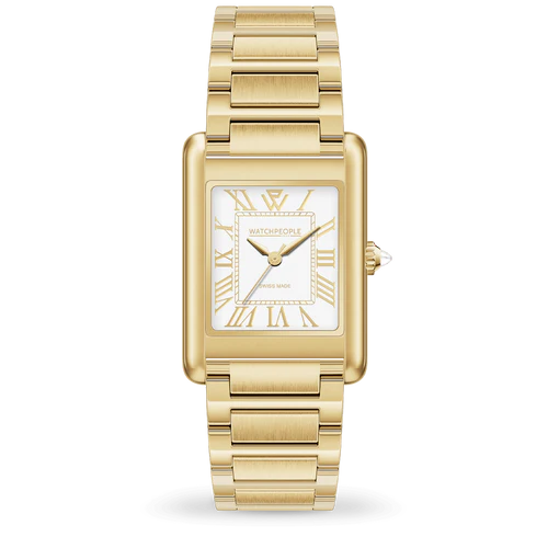 WP6 Metal Shiny Gold Strap White Gold Dial Watch