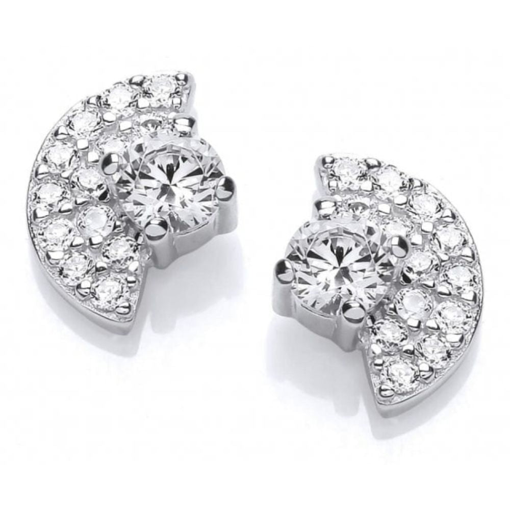 Silver CZ Fan Earrings