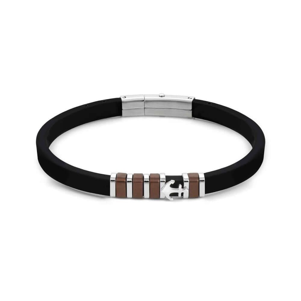 City Brown PVD Stainless Steel & Rubber Anchor Bracelet