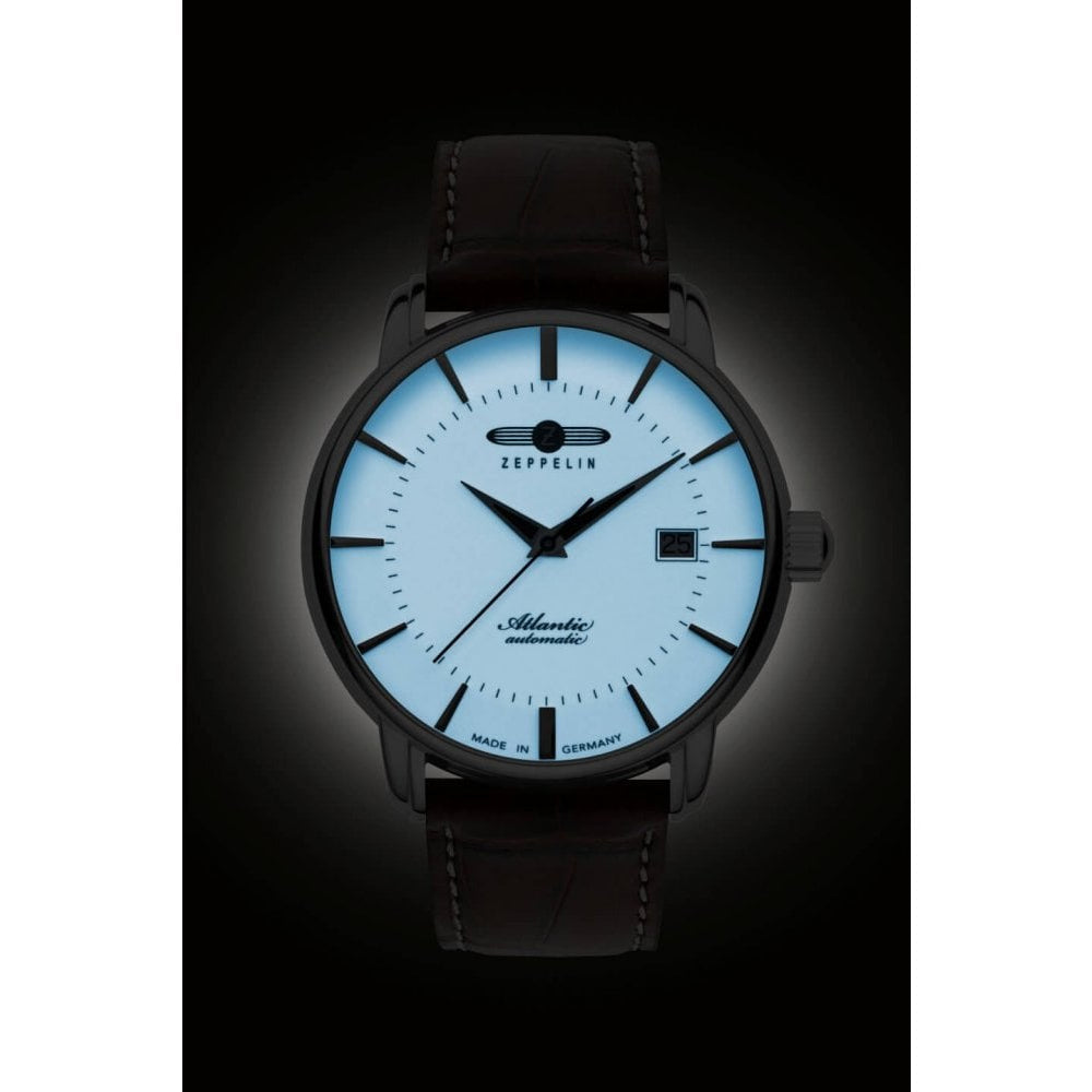 Atlantic Dark Brown Strap With Beige Dial Men's Watch
