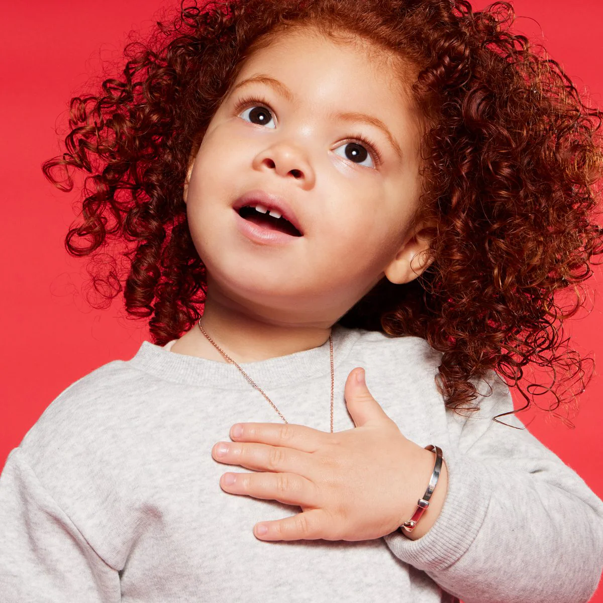Fleur - Rose Gold Heart Silver Baby Bangle
