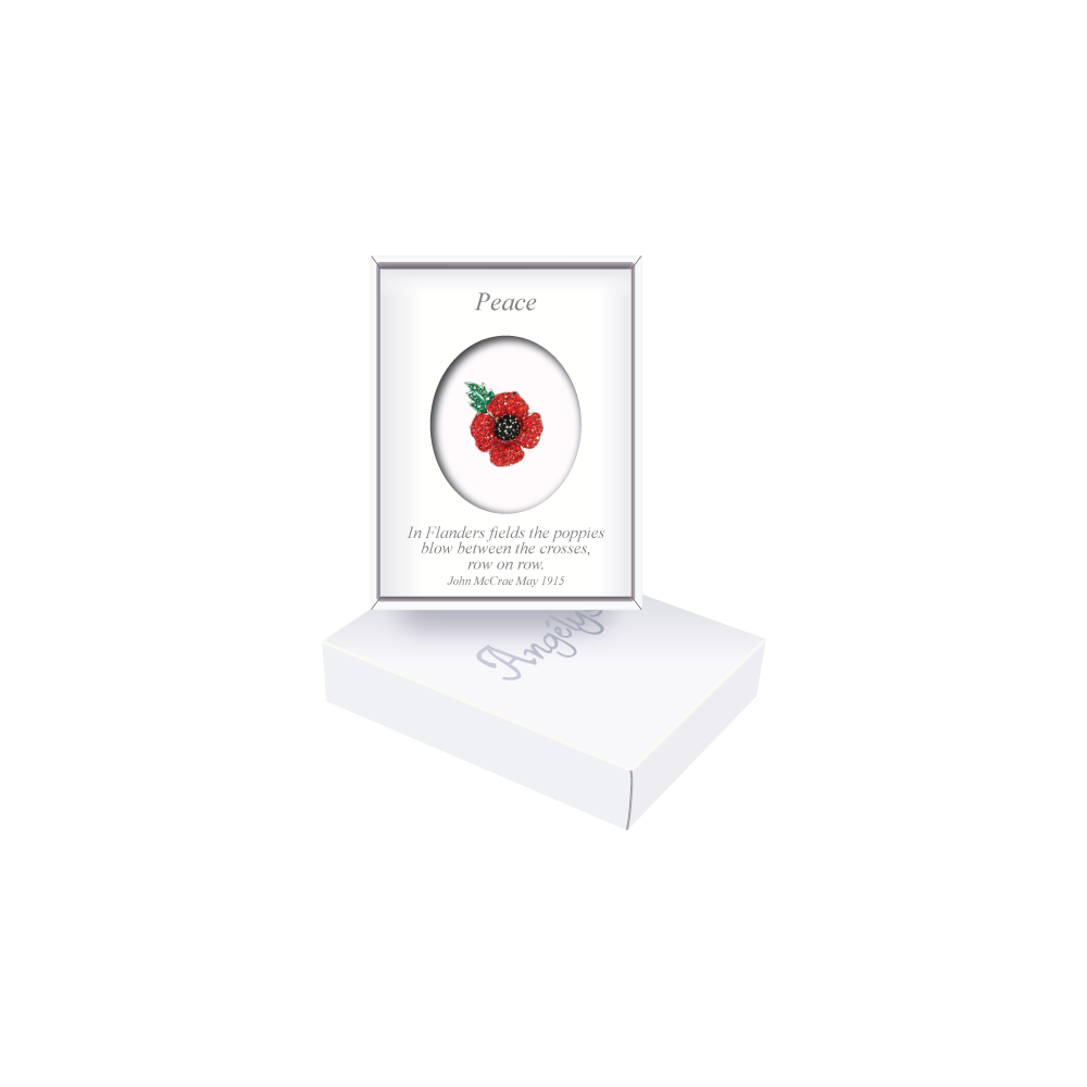 Red Crystalised 4 Petal Poppy Brooch 20mm