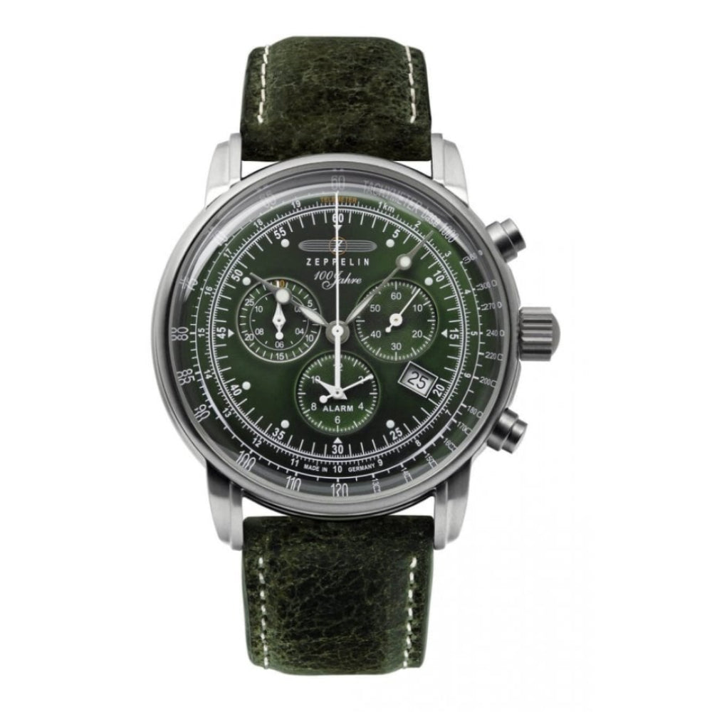 100 Jahre Zeppelin ED. 1 Black Leather & Green Chronograph Dial Gents Watch