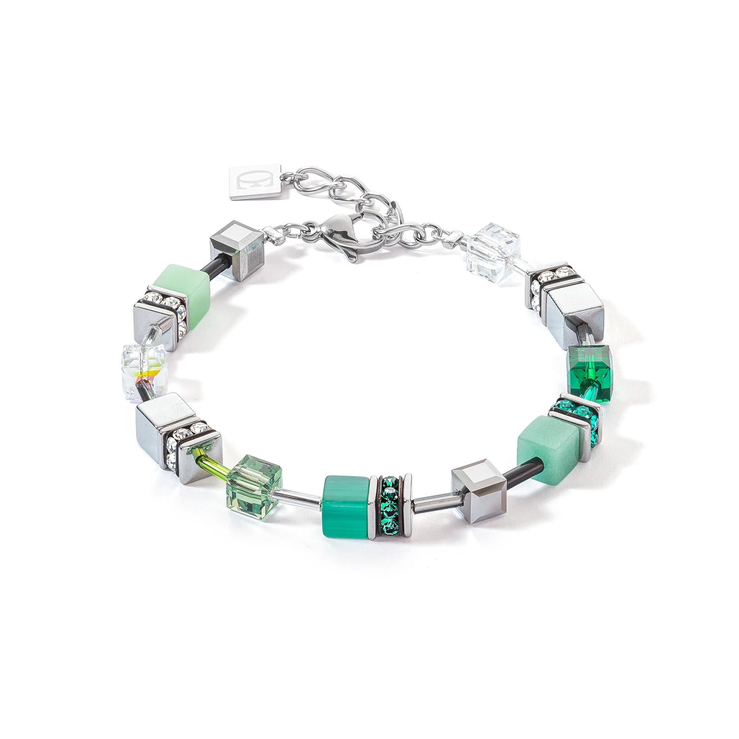 GeoCUBE Iconic Silver Green Bracelet