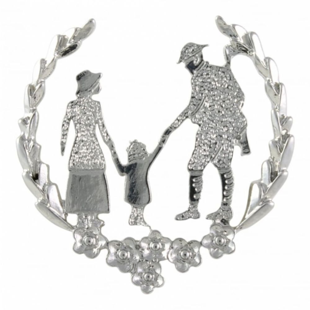 Returning Soldier In Wreath SSAFA Plain Rhodium Brooch