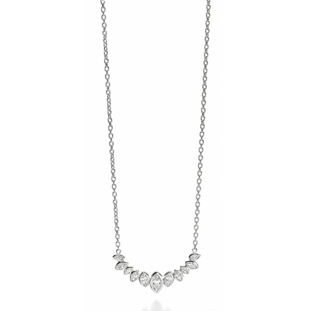 Clear CZ Marquise Cluster Row Necklace