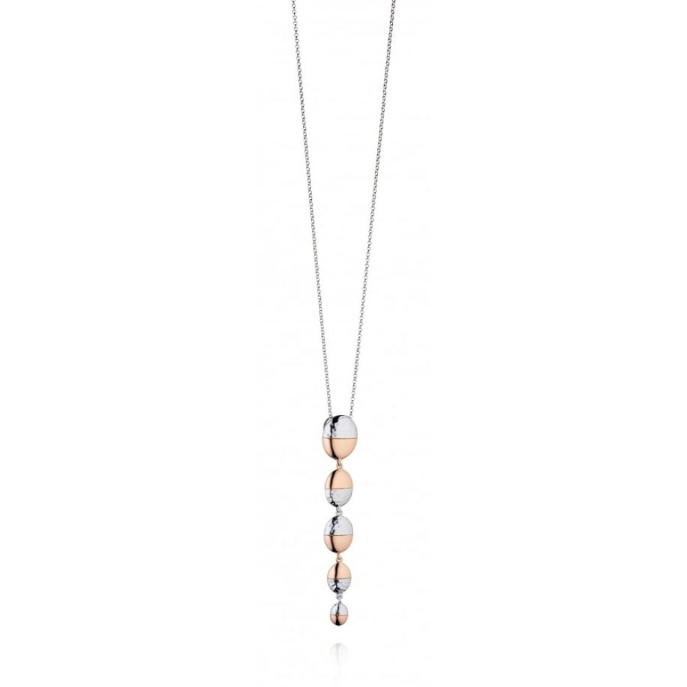 Hammered Rose Gold Plated Oval Long Pendant