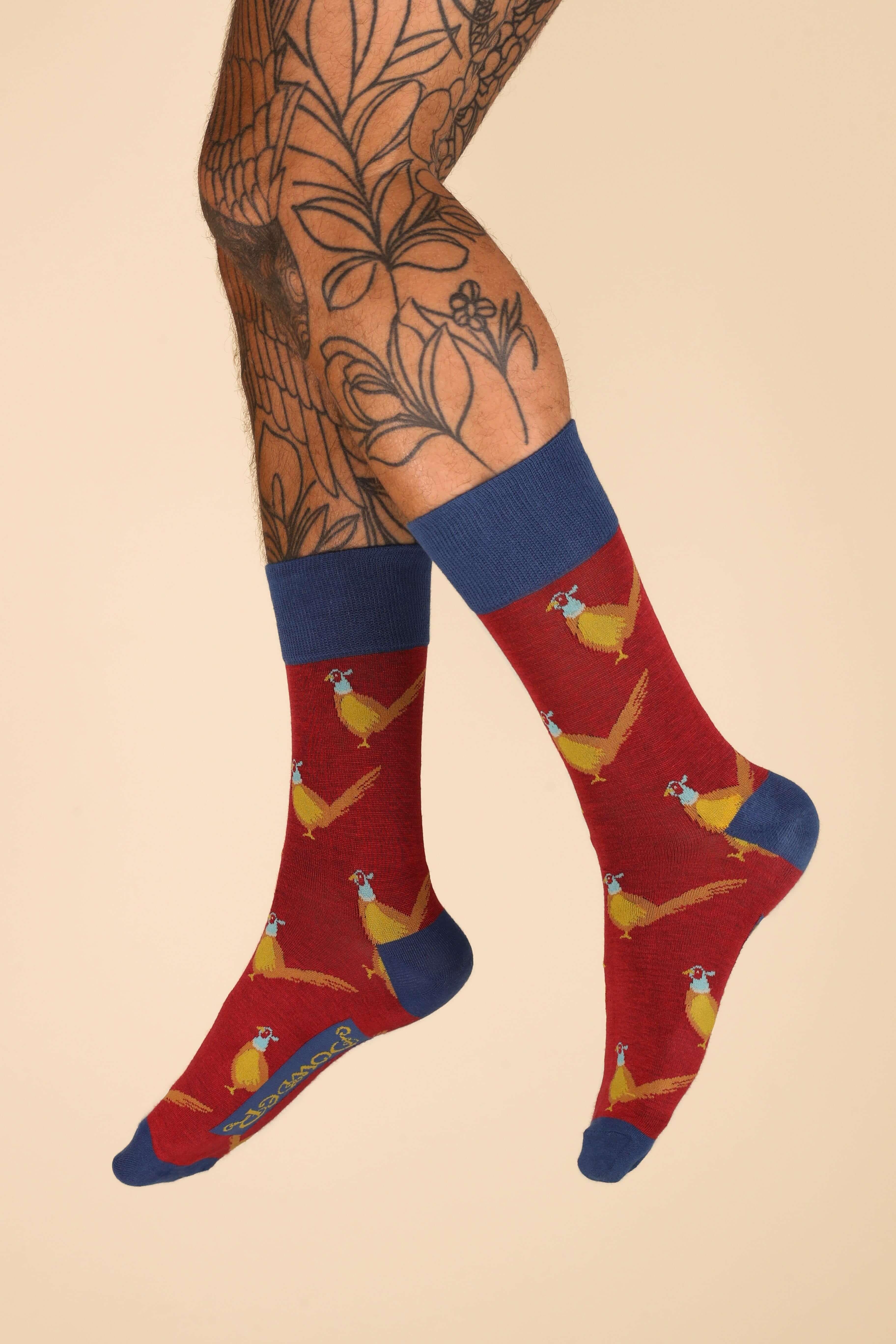 Men's Pheasants Socks - Raspberry