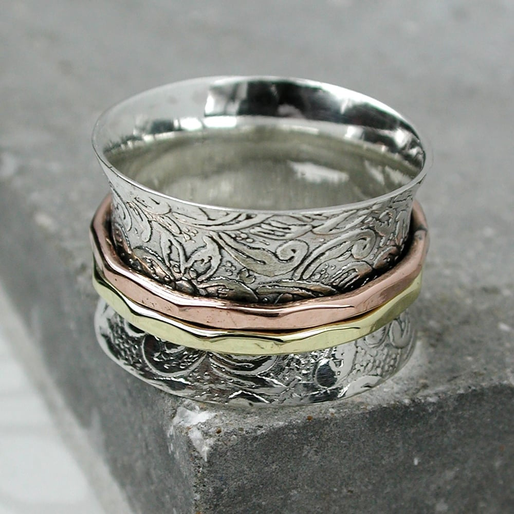 Spinning Ring Printed With 2 Bands