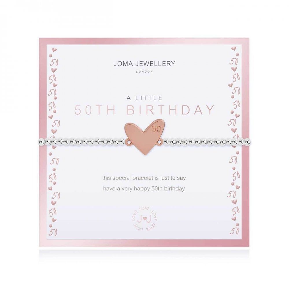 Beautifully Boxed A Littles | 50th Birthday | Silver | Bracelet |17.5cm Stretch