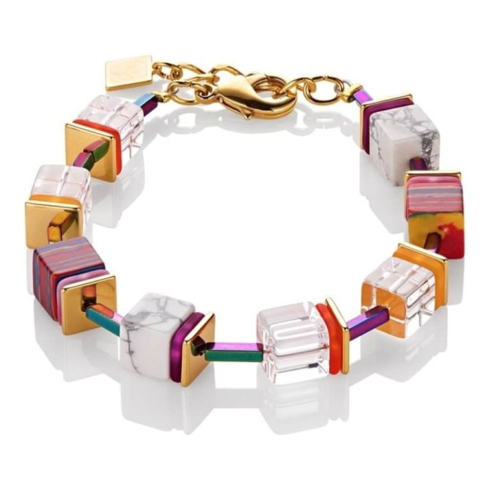Multicolour Geo Cube Gold Bracelet