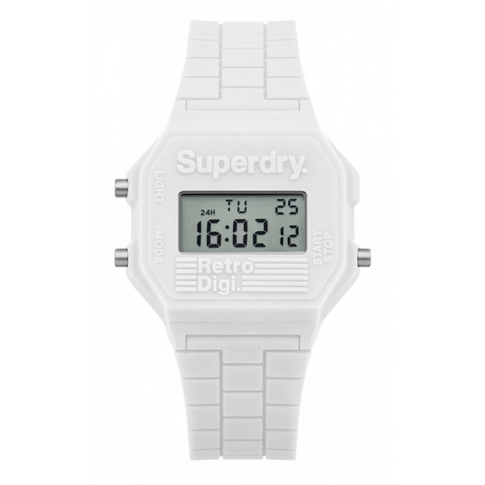 Mini Retro Digi White Silicone Strap Watch With Digital Display Dial
