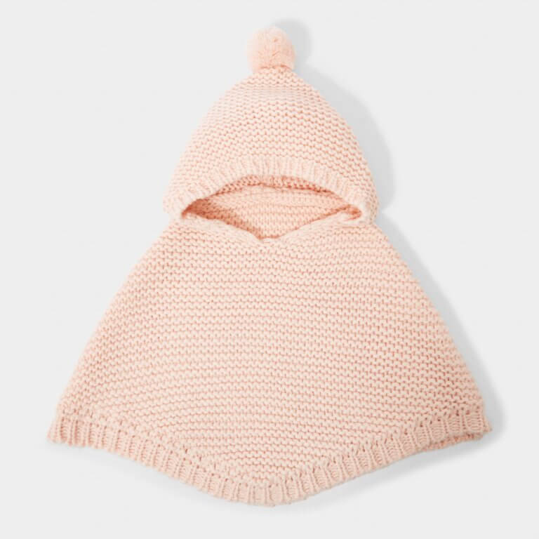 Baby Knitted Poncho | Pink | 25cm X 32cm X 2cm