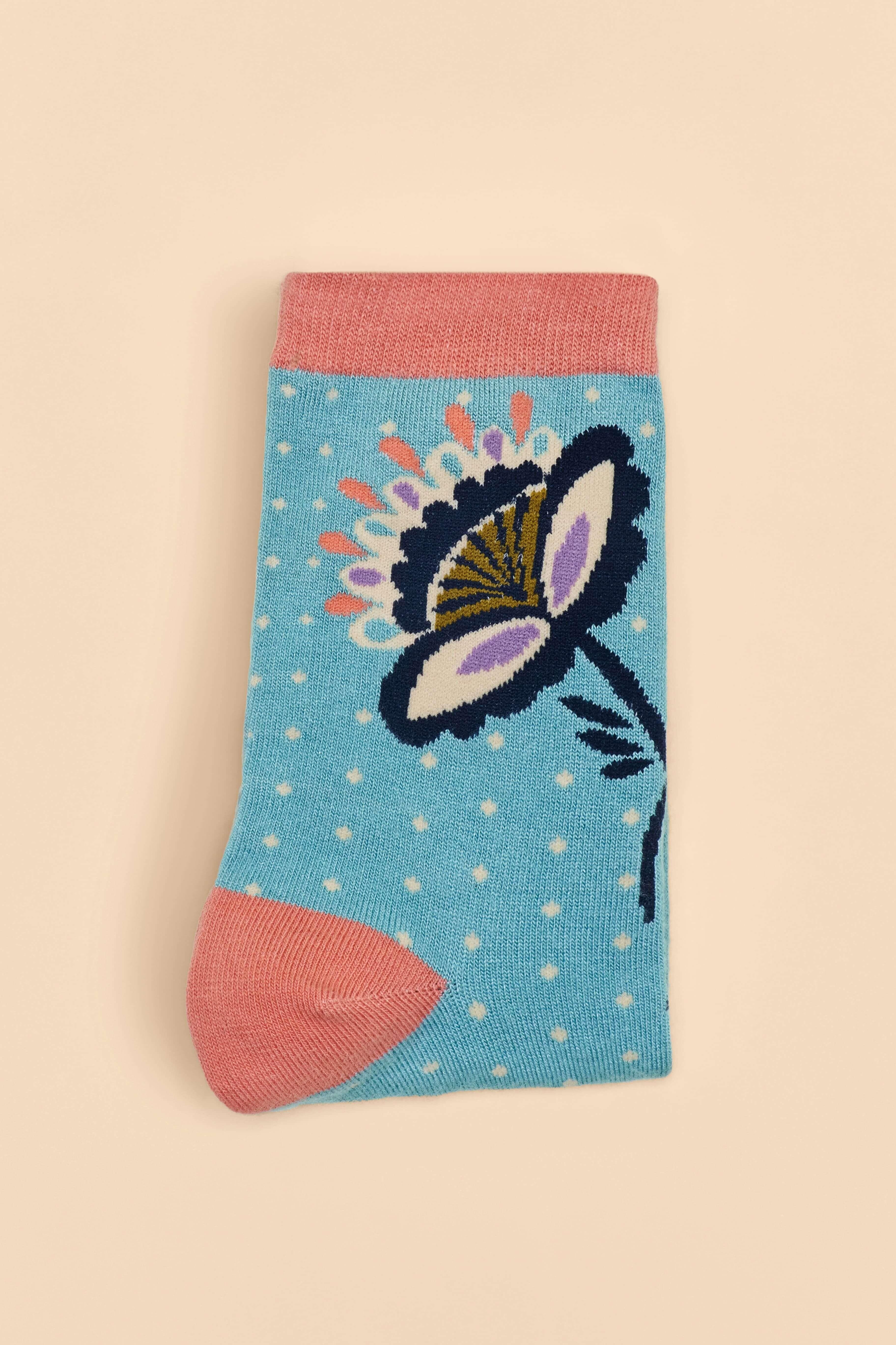 Scandinavian Stems Ankle Socks - Ice Blue