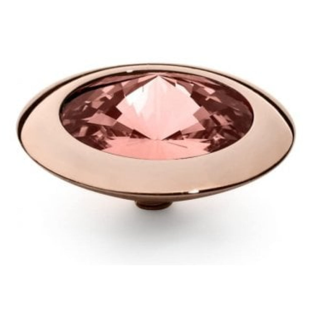 Famosa Rose Gold 16mm Tondo Ring Top Light Peach Swarovski Gem