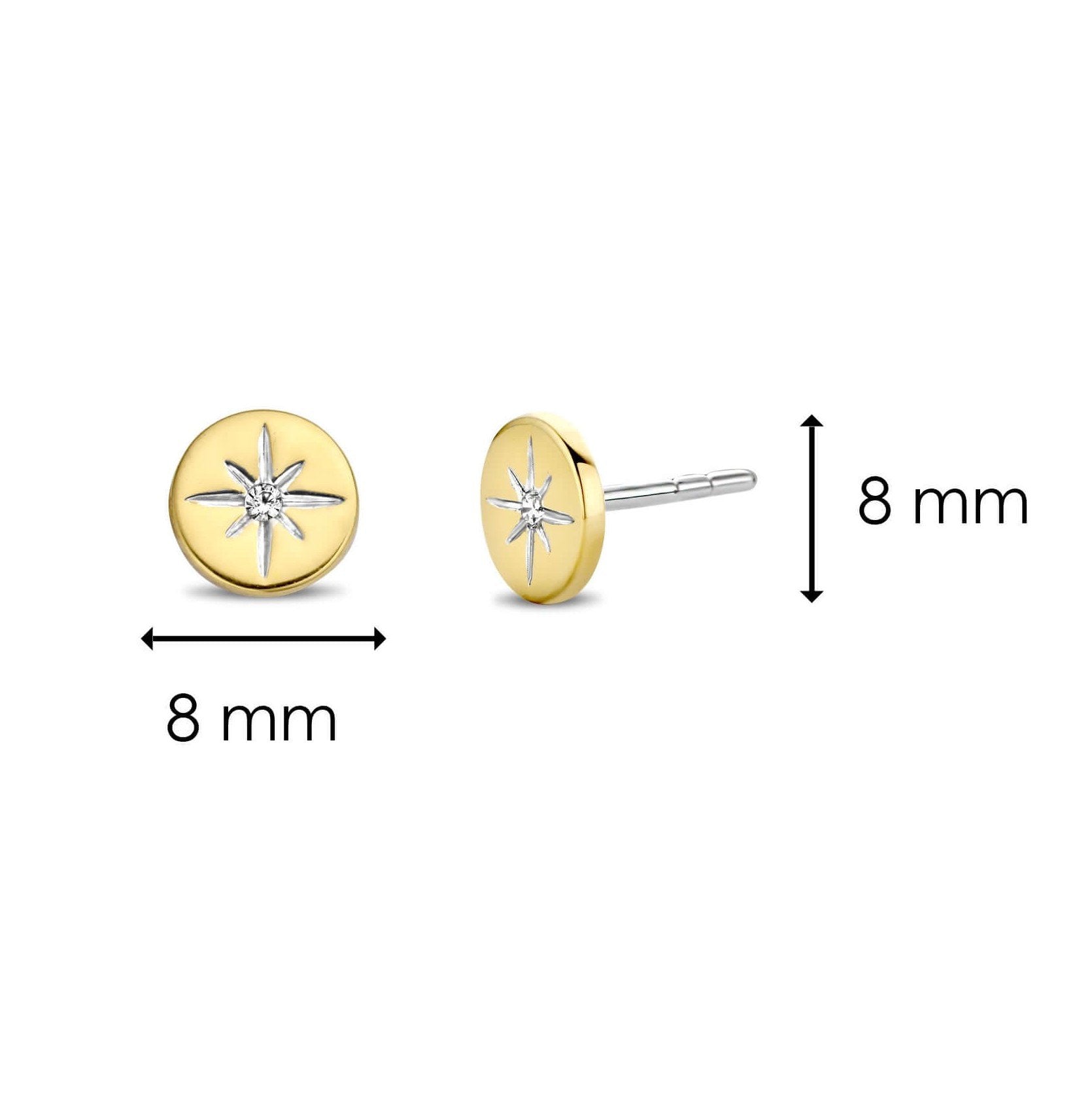 Gold Tone Round CZ Star Stud Earrings
