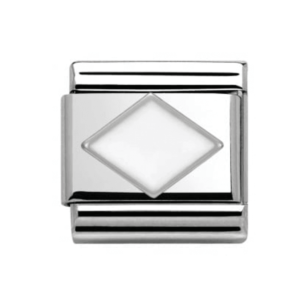 Classic White Enamel Rhombus Link