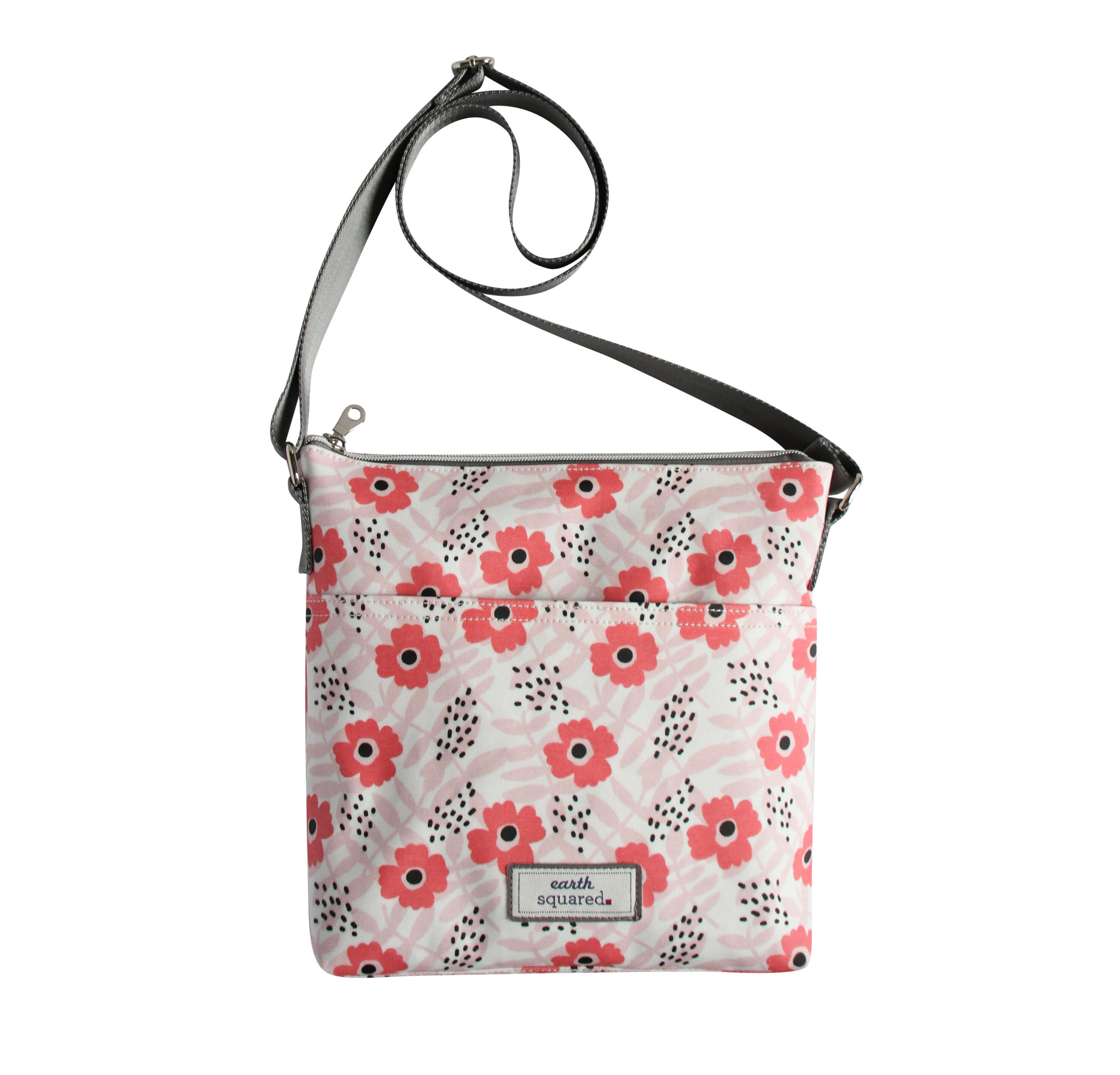 Pink Flower Oil Cloth Messenger Bag