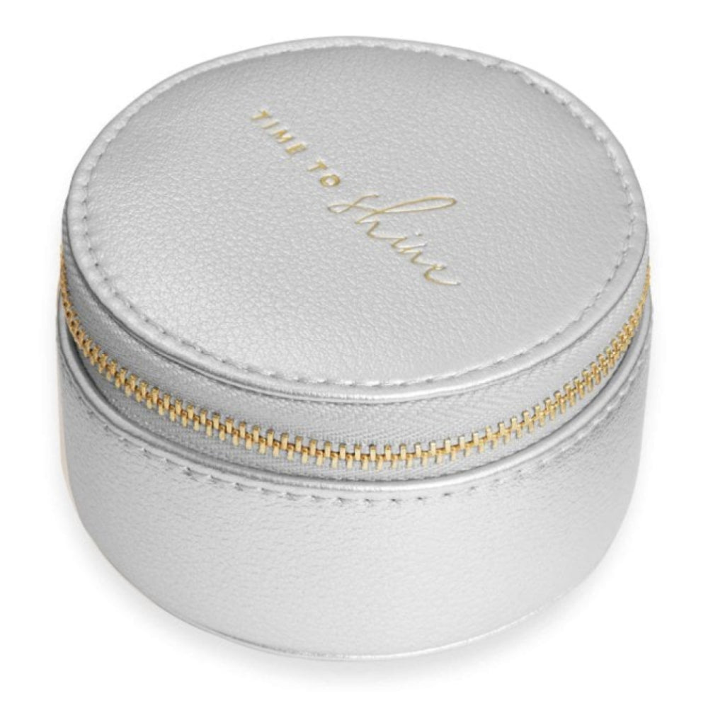 SMALL CIRCLE JEWELLERY BOX - TIME TO SHINE - Metallic Silver Pebble - 9x9x5cm